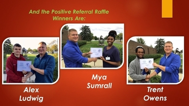 Picture of Positive Referral Winners, Alex Ludwig, Mya Sumrall and Trent Owens